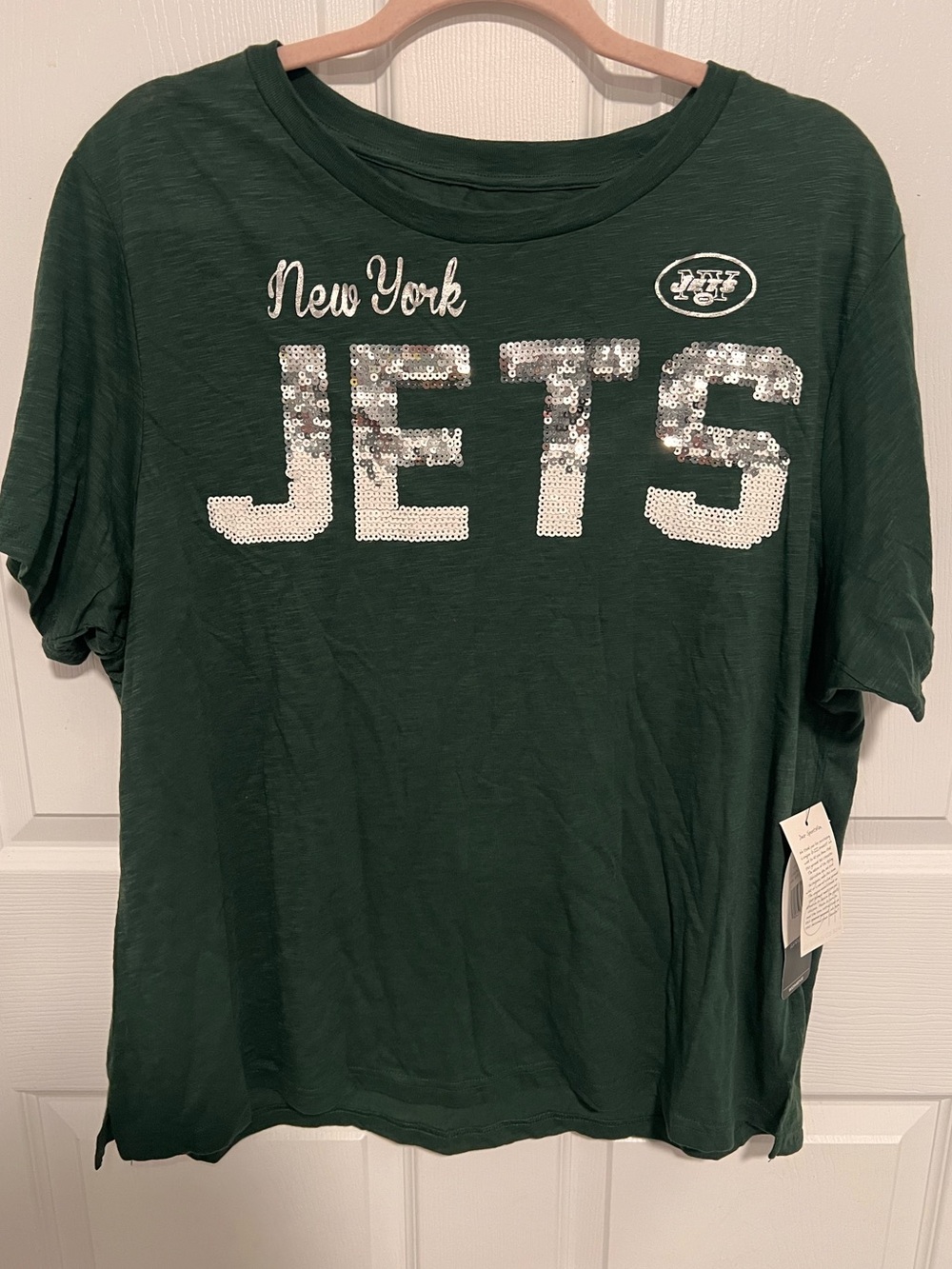 NFL Team Apparel Women's Shimmering Sequins New York Jets T-Shirt (NWT)